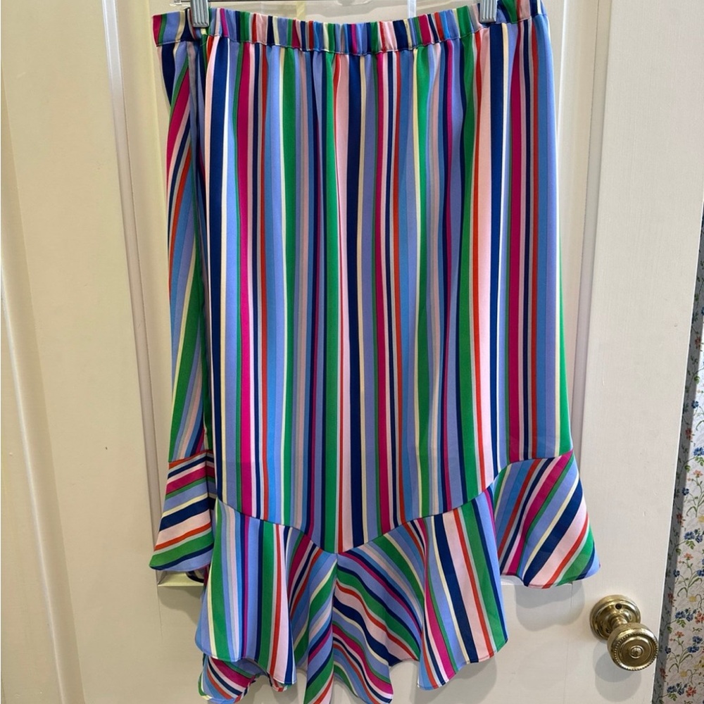 A New Day multi colored striped midi skirt